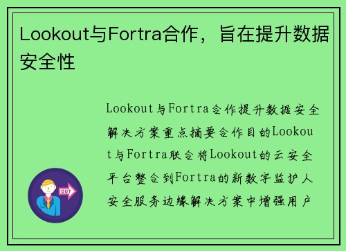 Lookout与Fortra合作，旨在提升数据安全性 